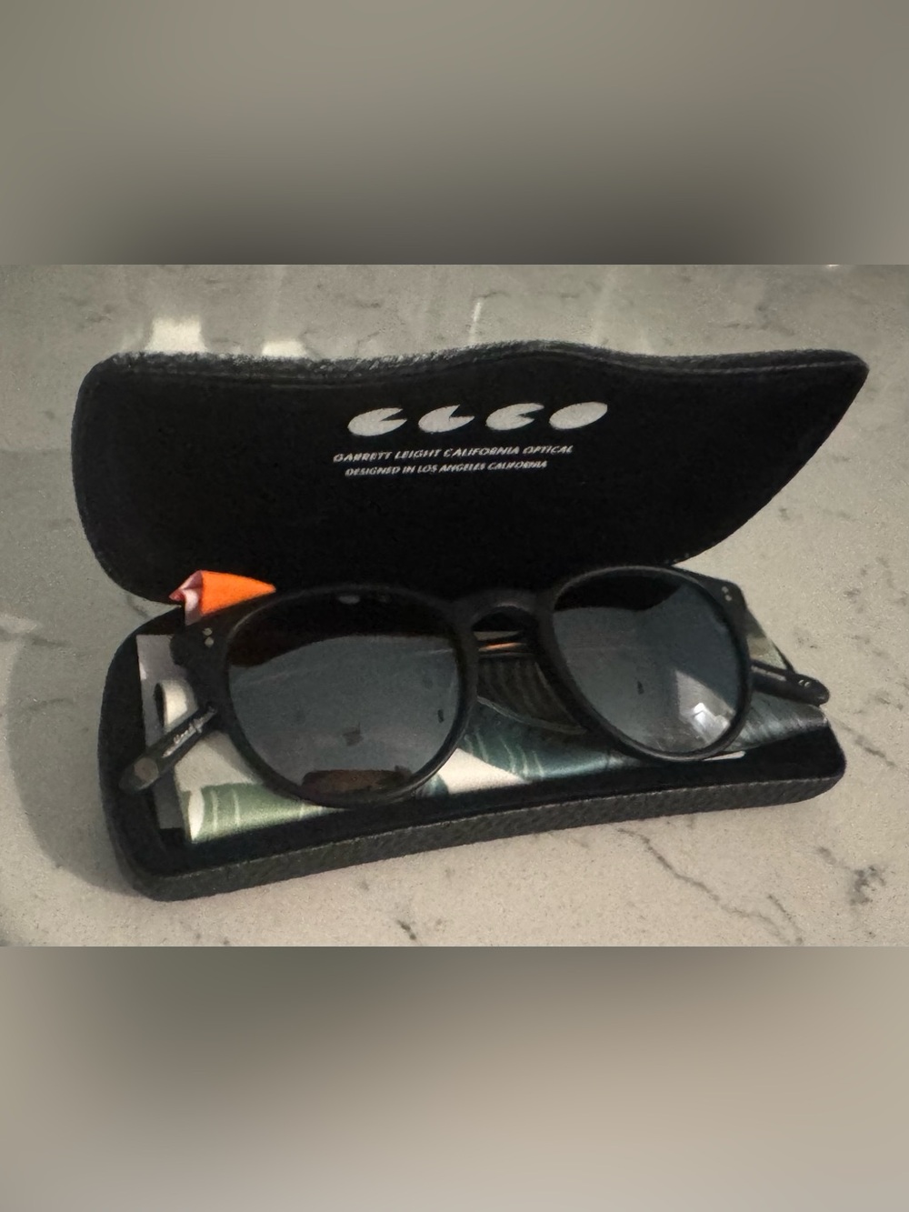 Garrett Leight Black Round Sunglasses - Black Lenses Petite Frame BRAND NEW